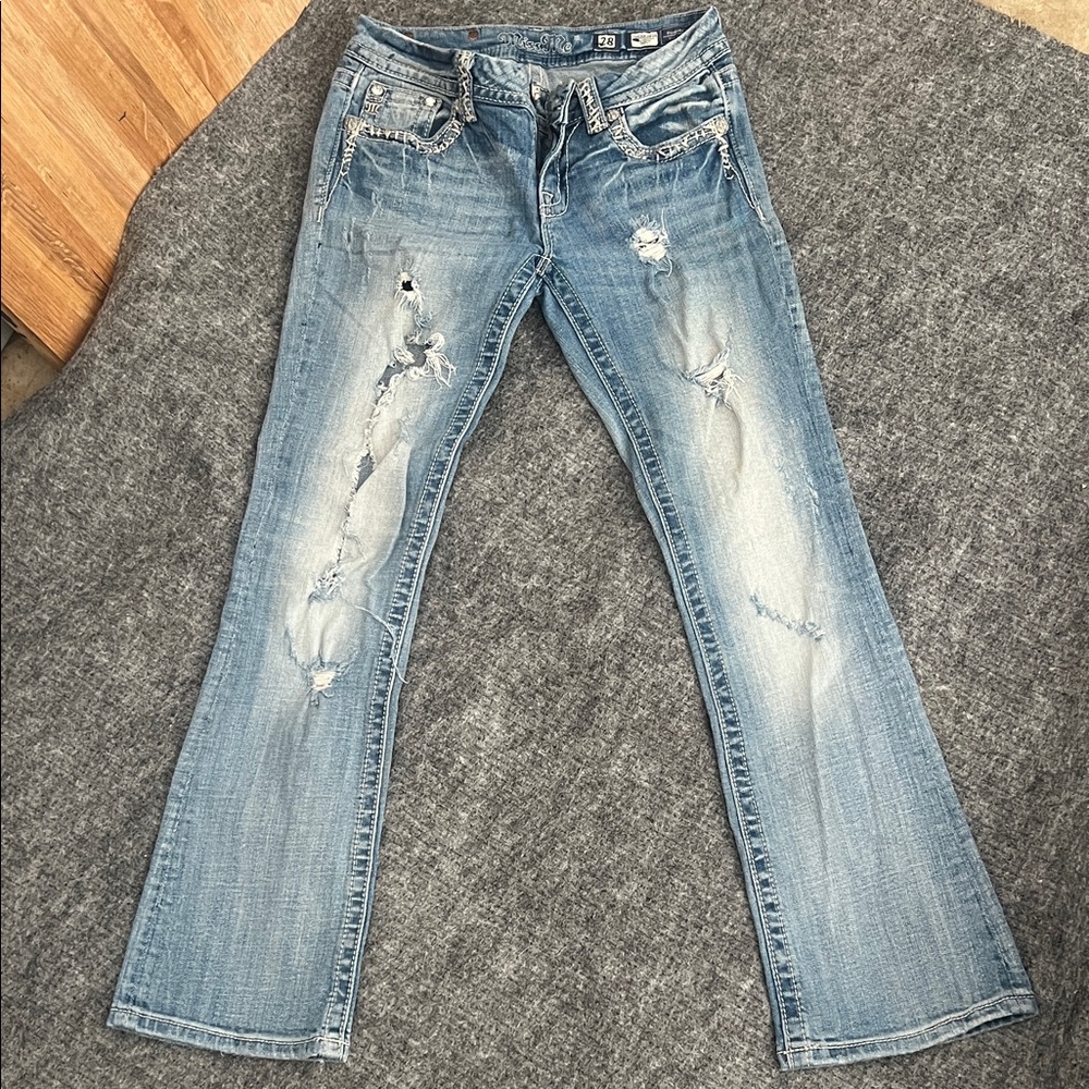 Miss Me Light Blue Distressed Flare Jeans